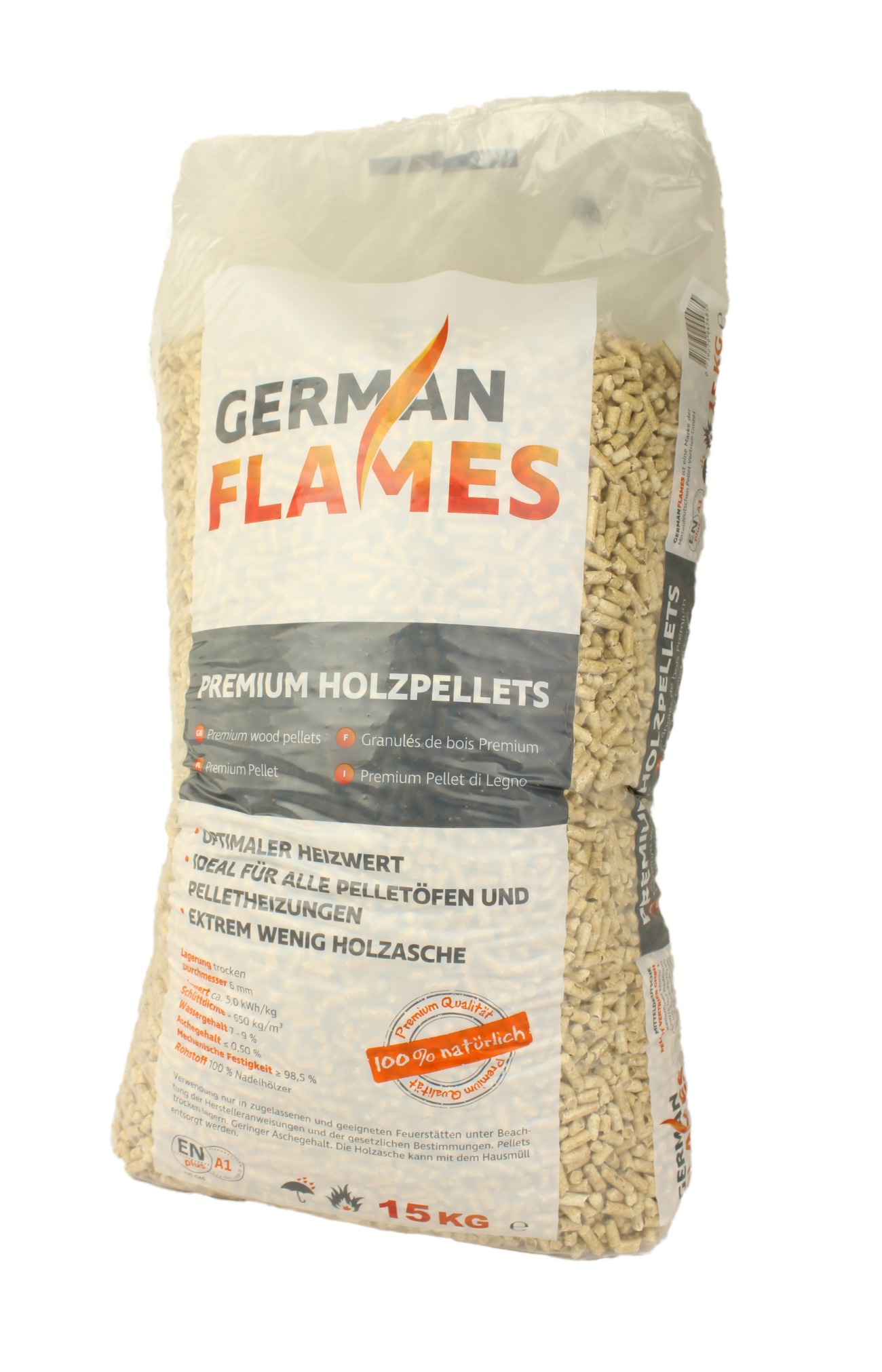 German Flames Holz-Pellets zertifiziert DIN PLUS & EN PLUS Norm 990 kg 