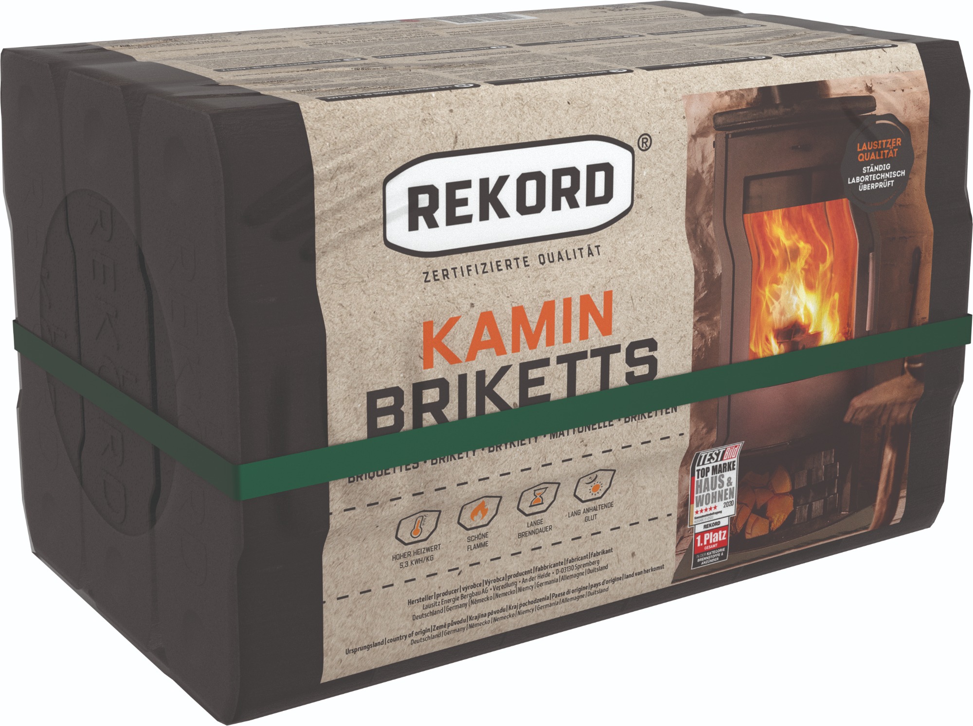 Original REKORD Kaminbriketts 10kg – Folie