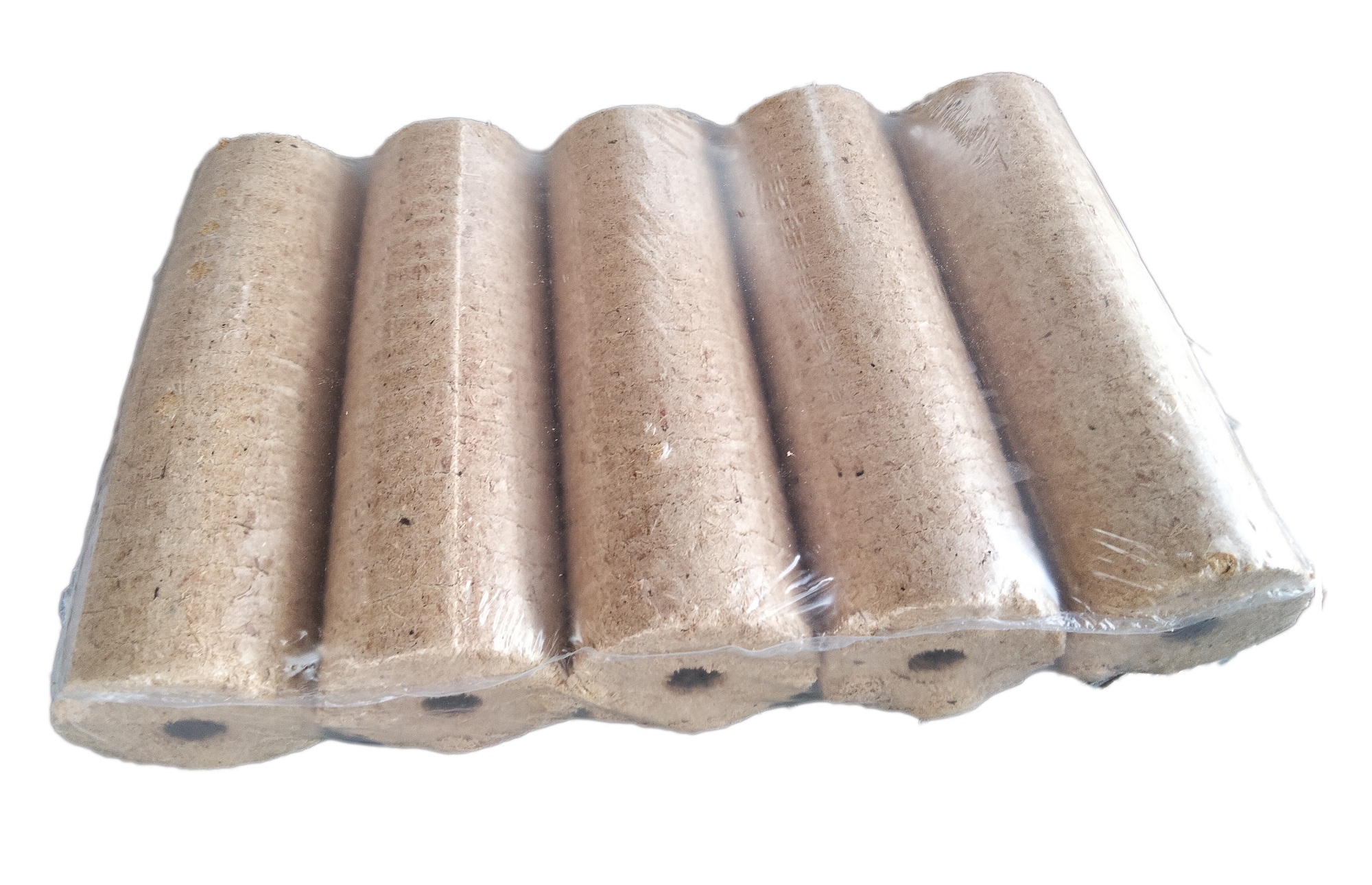 Runde Holzbriketts "BIRKE" mit Zugloch